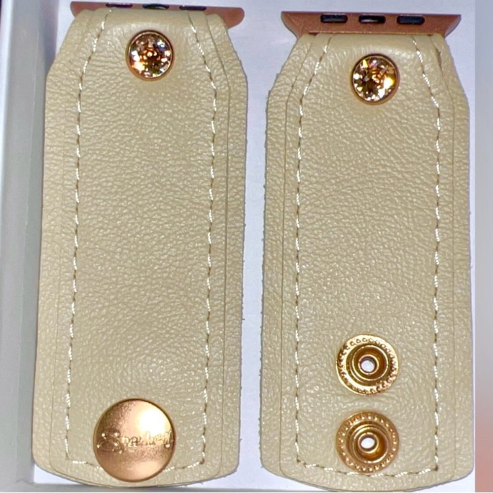 Cream, leather Apple Watch bow band